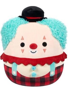 Squishmallows 12” Ukee Aqua-Blue Hair Clown Plush with Red Accents